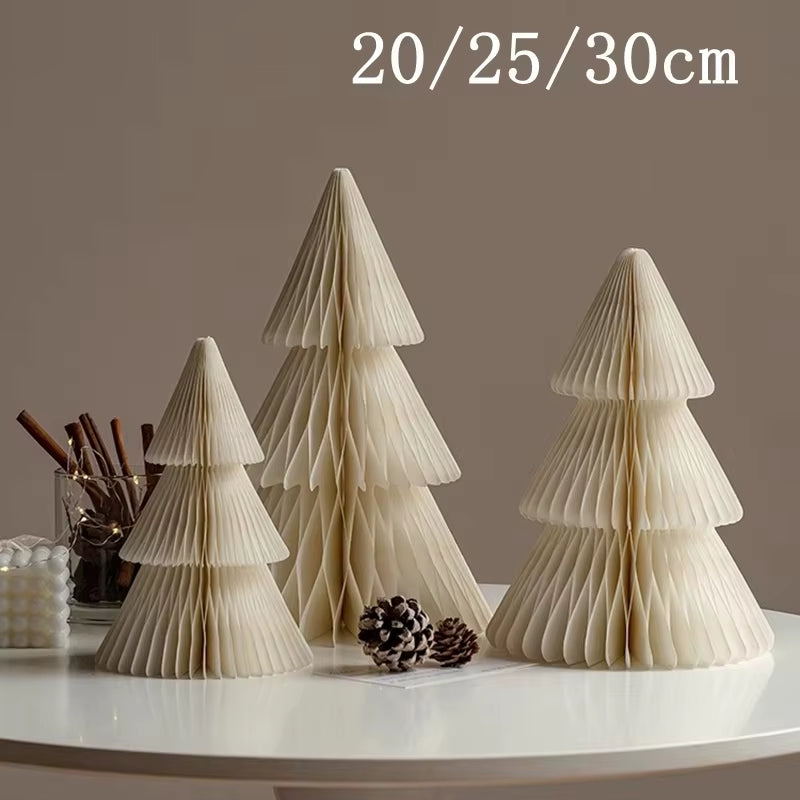 20/25/30Cm Mini Christmas Tree Ornament Paper Honeycomb Ball Folding Christmas Tree 3D Home Decoration Desktop Ornament