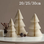 20/25/30Cm Mini Christmas Tree Ornament Paper Honeycomb Ball Folding Christmas Tree 3D Home Decoration Desktop Ornament