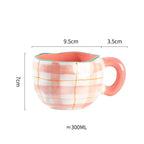 300ML Korean Style Hand Pinched Irregular Ceramic Mug Hand-Painted Flower Heart Coffee Cup Breakfast Milk Afternoon Tea Cup Gift