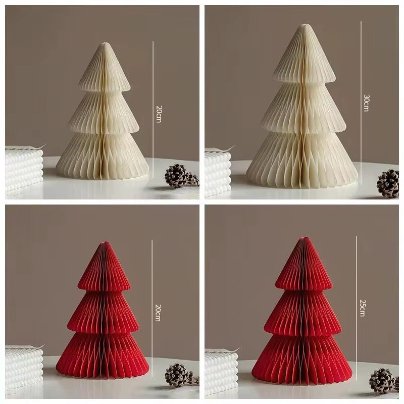20/25/30Cm Mini Christmas Tree Ornament Paper Honeycomb Ball Folding Christmas Tree 3D Home Decoration Desktop Ornament