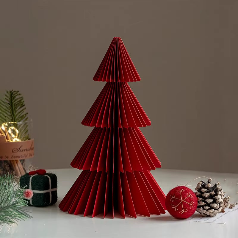 20/25/30Cm Mini Christmas Tree Ornament Paper Honeycomb Ball Folding Christmas Tree 3D Home Decoration Desktop Ornament