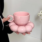 Ceramic Cloud Coffee Mug Sets Creative Flowers Saucer Mug Exquisite Office Afternoon Tea Cups Kitchen Drinkware Home Accessories