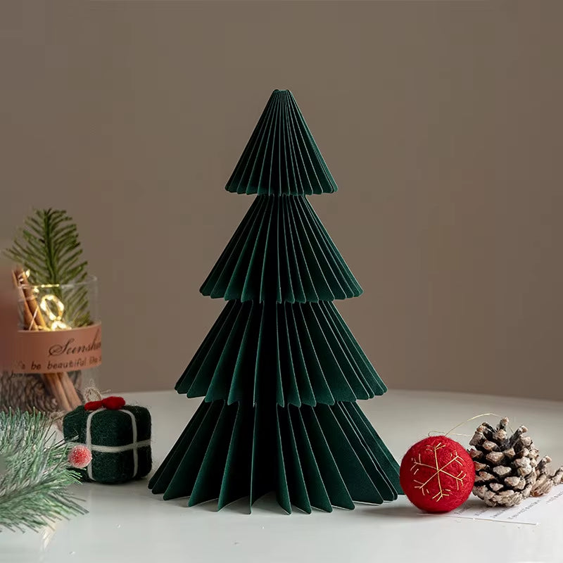 20/25/30Cm Mini Christmas Tree Ornament Paper Honeycomb Ball Folding Christmas Tree 3D Home Decoration Desktop Ornament