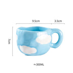 300ML Korean Style Hand Pinched Irregular Ceramic Mug Hand-Painted Flower Heart Coffee Cup Breakfast Milk Afternoon Tea Cup Gift
