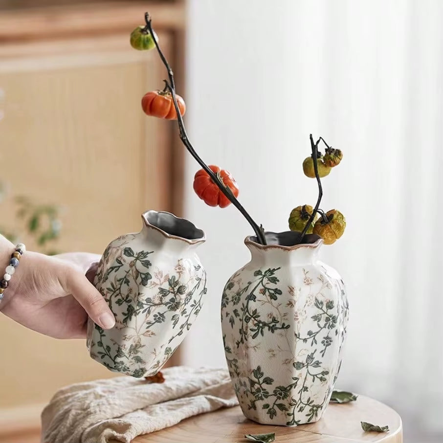 Ice Cracked Ceramic Vase Water Nourishing Flower Arrangement Dried Flower Gift Antique Blue Zen Home Decor Table Centerpiece