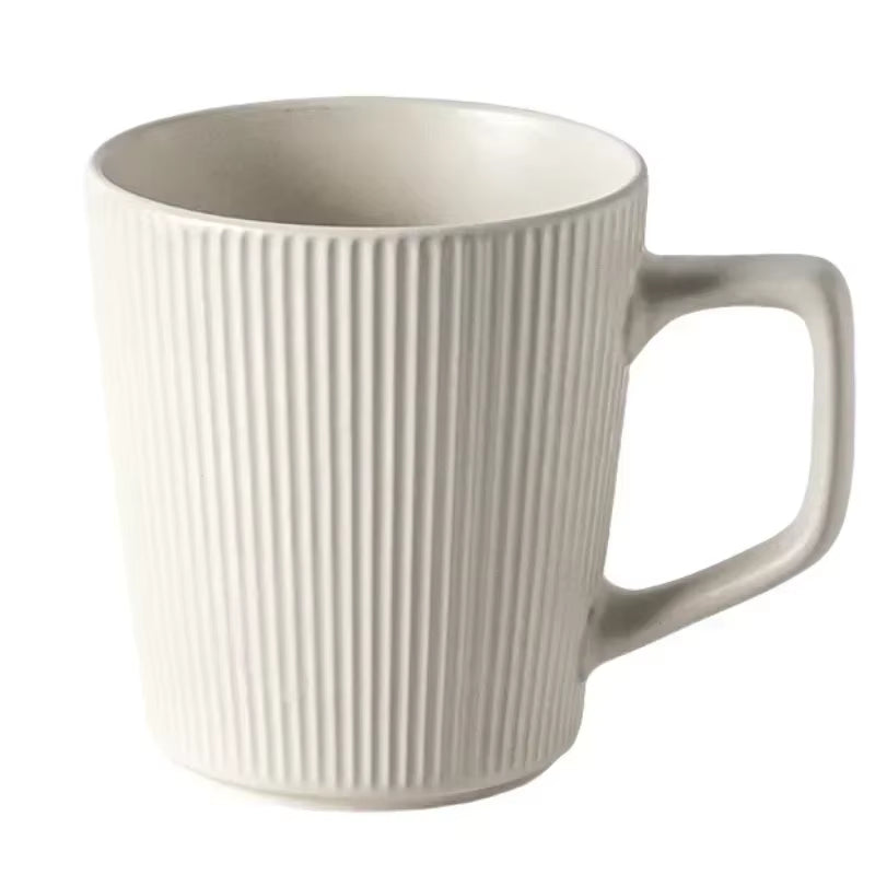 500ML Ceramics Mug Nordic Style High-Capacity Milk Coffee Mug Household Office Pratical Water Cup Solid Color Striped Decoration