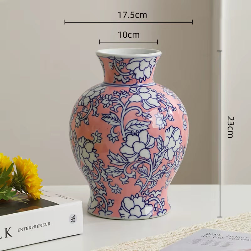 Blue and White Porcelain Chinese Vintage Vase Ceramic Handicraft Porcelain Bottle Flower Vase Home Decoration Accessories