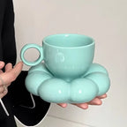 Ceramic Cloud Coffee Mug Sets Creative Flowers Saucer Mug Exquisite Office Afternoon Tea Cups Kitchen Drinkware Home Accessories