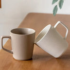 500ML Ceramics Mug Nordic Style High-Capacity Milk Coffee Mug Household Office Pratical Water Cup Solid Color Striped Decoration